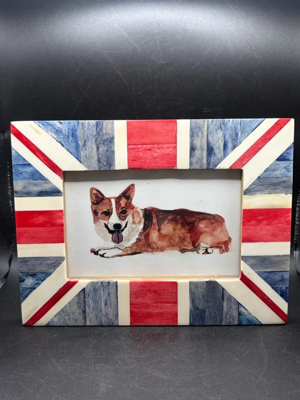 Anthropologie Union Jack Red White Blue Bone Picture Photo Frame Home Decor